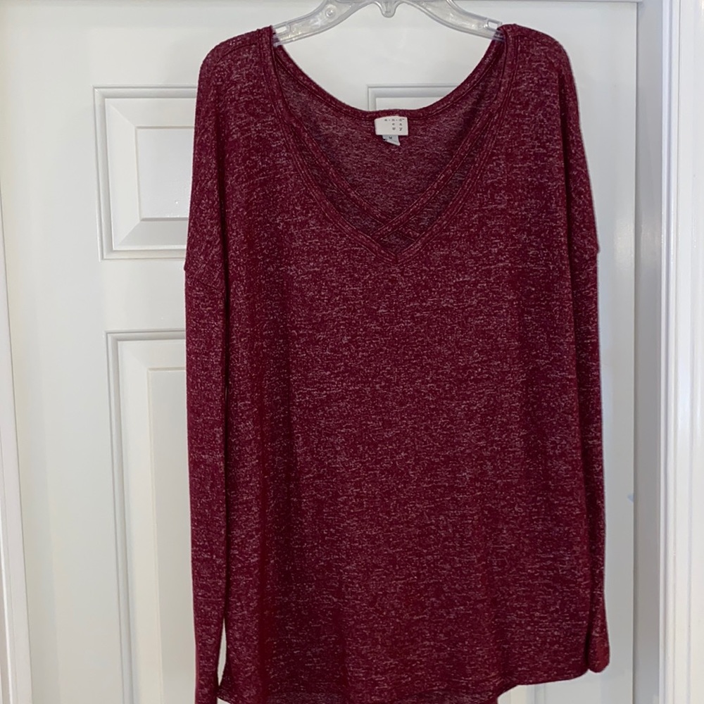 Burgundy cross-front t-shirt